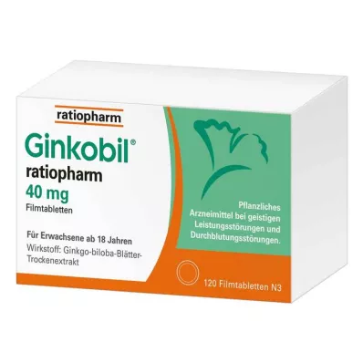 GINKOBIL-ratiopharm 40 mg plėvele dengtos tabletės, 120 vnt GINKOBIL-ratiopharm 40 mg plėvele dengtos tabletės, 120 vnt