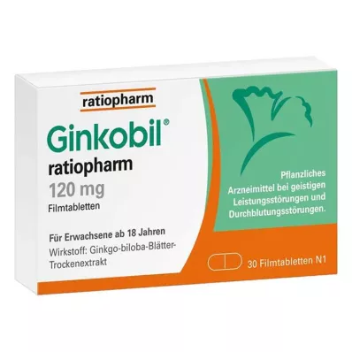 GINKOBIL-ratiopharm 120 mg plėvele dengtos tabletės, 30 vnt GINKOBIL-ratiopharm 120 mg plėvele dengtos tabletės, 30 vnt