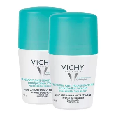 VICHY DEO Dviguba roll-on antiperspiranto 48h pakuotė, 2X50 ml VICHY DEO Dviguba roll-on antiperspiranto 48h pakuotė, 2X50 ml