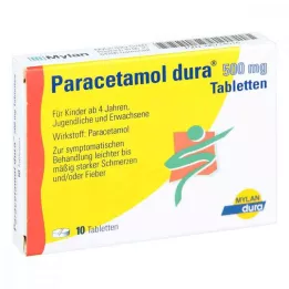 PARACETAMOL dura 500 mg tabletės, 10 vnt