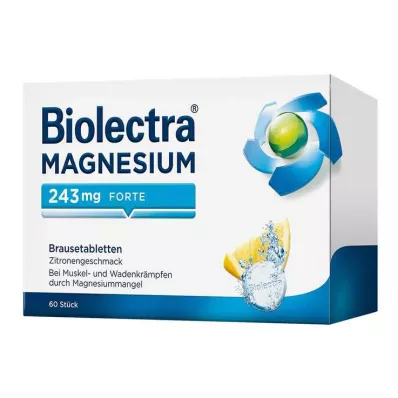 Biolectra® MAGNESIUM 243 mg forte citrinų skonio šnypščiosios tabletės, 60 vnt Biolectra® MAGNESIUM 243 mg forte citrinų skonio šnypščiosios tabletės, 60 vnt