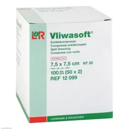 VLIWASOFT Plyšiniai kompresai 7,5x7,5 cm sterilūs 4l, 50X2 vnt
