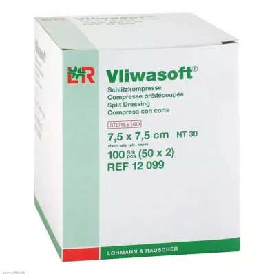 VLIWASOFT Plyšiniai kompresai 7,5x7,5 cm sterilūs 4l, 50X2 vnt