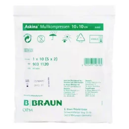 ASKINA Marlės kompresai 10x10 cm sterilūs, 5X2 vnt