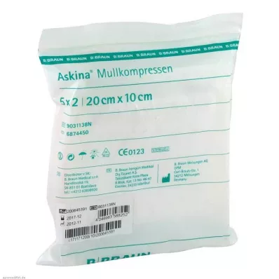ASKINA Marlės kompresai 10x20 cm sterilūs, 5X2 vnt
