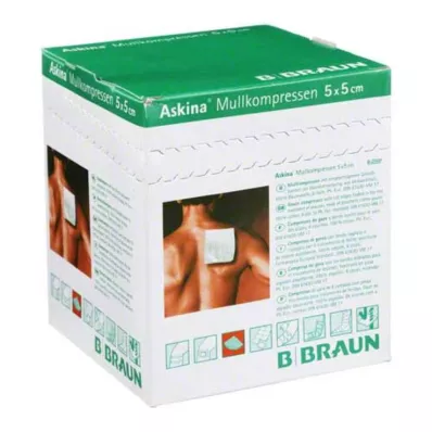 ASKINA Marlės kompresai 5x5 cm sterilūs 8 kartus, 25X2 vnt ASKINA Marlės kompresai 5x5 cm sterilūs 8 kartus, 25X2 vnt