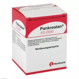 PANKREATAN 10 000 skrandžiui atsparių kietųjų kapsulių, 100 vnt