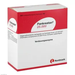 PANKREATAN 25 000 skrandžiui atsparių kietųjų kapsulių, 200 vnt