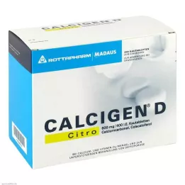 CALCIGEN D Citro 600 mg/400 TV kramtomosios tabletės, 200 kapsulių