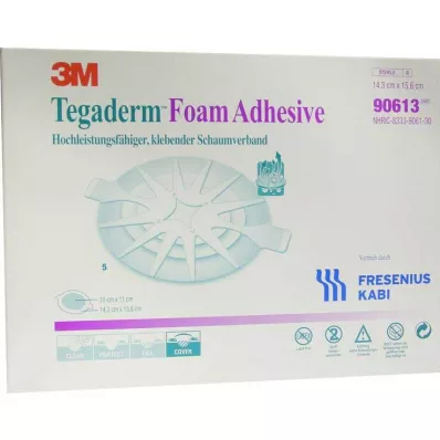 Tegaderm Foam Adhesive FK 14,3x15,6cm ovalus 90613, 5 vnt Tegaderm Foam Adhesive FK 14,3x15,6cm ovalus 90613, 5 vnt