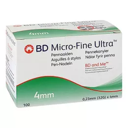 BD MICRO-FINE+ 4 plunksnakočio adatos 0,23x4 mm, 100 vnt