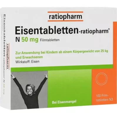 EISENTABLETTEN-ratiopharm N 50 mg plėvele dengtos tabletės, 100 vnt