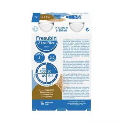 FRESUBIN 2 kcal skaidulinių medžiagų DRINK Kapučino gėrimo buteliukas, 24X200 ml