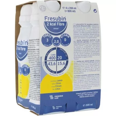 FRESUBIN 2 kcal skaidulinių medžiagų DRINK Citrinų gertuvė, 4X200 ml