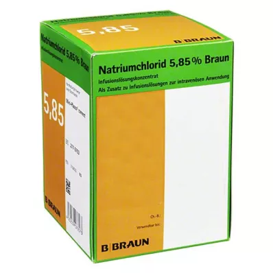 Natrio chlorido 5,85% Braun infuzinio tirpalo koncentratas, 20x100 ml Natrio chlorido 5,85% Braun infuzinio tirpalo koncentratas, 20x100 ml