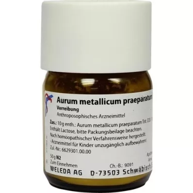 AURUM METALLICUM PRAEPARATUM D 20 Tritiravimas, 50 g