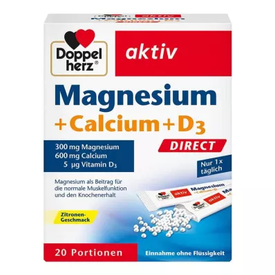 DOPPELHERZ Magnis+kalcis+D3 DIRECT Granulės, 20 vnt
