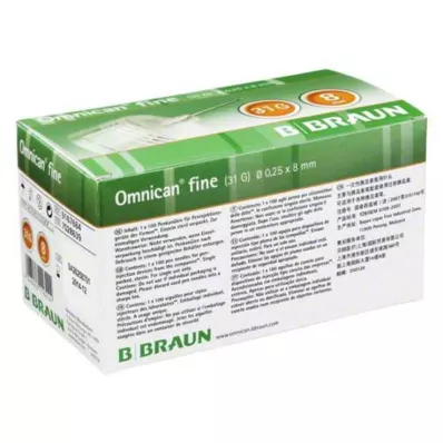 OMNICAN plona plunksninė kaniulė 31 G 0,25x8 mm, 100 vnt