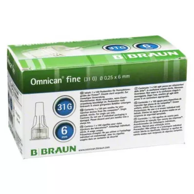 OMNICAN plona plunksninė kaniulė 31 G 0,25x6 mm, 100 vnt