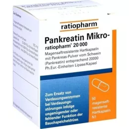 PANKREATIN Micro-ratio.20.000 skrandžio sulčių kietosios kapsulės, 50 vnt