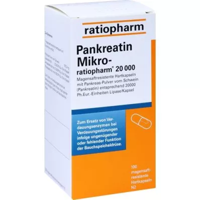 PANKREATIN Micro-ratio.20.000 skrandžio sulčių kietosios kapsulės, 100 vnt