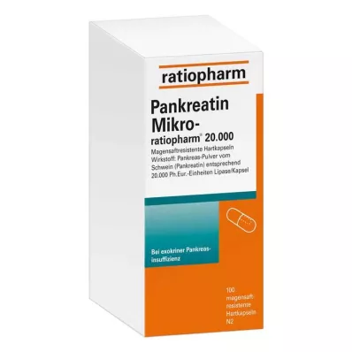 PANKREATIN Micro-ratio.20.000 skrandžio sulčių kietosios kapsulės, 100 vnt