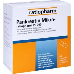 PANKREATIN Micro-ratio.20.000 skrandžio sulčių kietosios kapsulės, 200 vnt