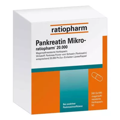 Pankreatino mikro santykis.20000 skrandžio kietųjų kapsulių, 200 vnt Pankreatino mikro santykis.20000 skrandžio kietųjų kapsulių, 200 vnt