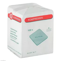 MULLKOMPRESSEN 10x10 cm nesterilūs 8x, 100 vnt