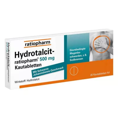 HYDROTALCIT-ratiopharm 500 mg kramtomosios tabletės, 20 vnt
