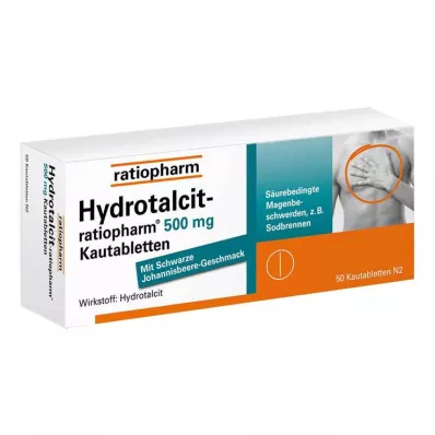 HYDROTALCIT-ratiopharm 500 mg kramtomosios tabletės, 50 vnt