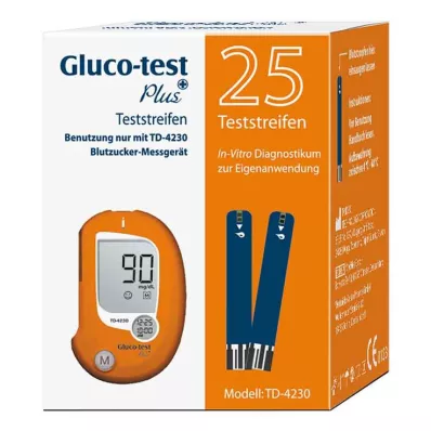 GLUCO TEST Plus gliukozės kiekio kraujyje nustatymo juostelės, 25 vnt