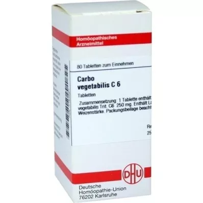CARBO VEGETABILIS C 6 tabletės, 80 kapsulių