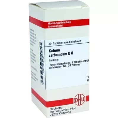 KALIUM CARBONICUM D 8 tabletės, 80 kapsulių