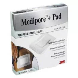 MEDIPORE+Pad 3M 5x7.2cm 3562NP Gipsas, 5 vnt