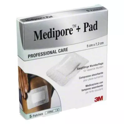 Medipore + Pad 3M 5x7,2cm 3562NP tinkas, 5 vnt