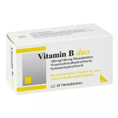 Vitamin B Duo plėvele dengtos tabletės, 20 vnt Vitamin B Duo plėvele dengtos tabletės, 20 vnt