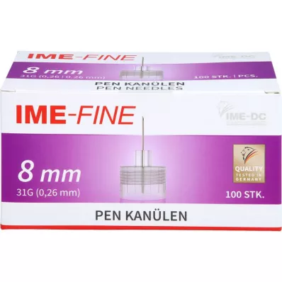 IME-plona universali kaniulė 31 G 8 mm, 100 vnt