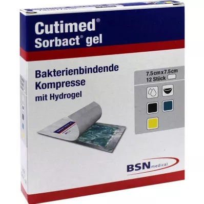 CUTIMED Sorbact gelio kompresai 7,5x7,5 cm, 12 vnt CUTIMED Sorbact gelio kompresai 7,5x7,5 cm, 12 vnt