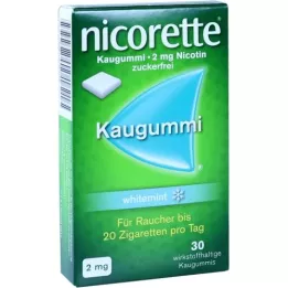 NICORETTE Kramtomoji guma 2 mg baltųjų mėtų, 30 vnt