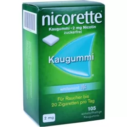 NICORETTE Kramtomoji guma 2 mg baltųjų mėtų, 105 vnt