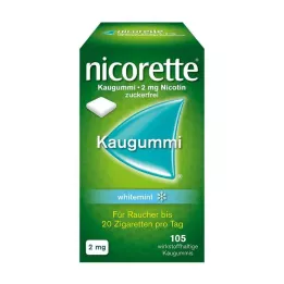 NICORETTE Kramtomoji guma 2 mg baltųjų mėtų, 105 vnt