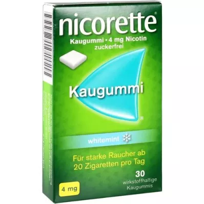 NICORETTE Kramtomoji guma 4 mg baltųjų mėtų, 30 vnt