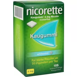 NICORETTE Kramtomoji guma 4 mg baltųjų mėtų, 105 vnt