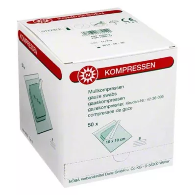 MULLKOMPRESSEN 10x10 cm sterilūs 8 kartus, 50X2 vnt