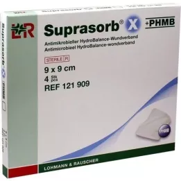 SUPRASORB X+PHMB HydroBalance žaizdų tvarstis 9x9 cm, 4 vnt