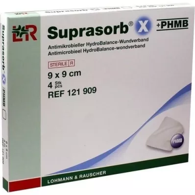 SUPRASORB X+PHMB HydroBalance žaizdų tvarstis 9x9 cm, 4 vnt