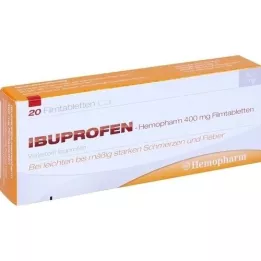 IBUPROFEN Hemopharm 400 mg plėvele dengtos tabletės, 20 vnt