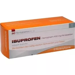 IBUPROFEN Hemopharm 400 mg plėvele dengtos tabletės, 50 vnt
