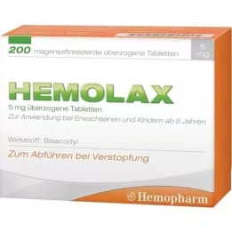 HEMOLAX 5 mg enterinėmis plėvele dengtos tabletės, 200 vnt